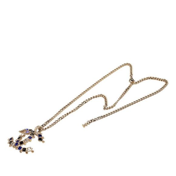 Chanel Coco Mark Gold Blue Multicolor Plated Rhinestone Ladies Chanel - Picture 3 of 7